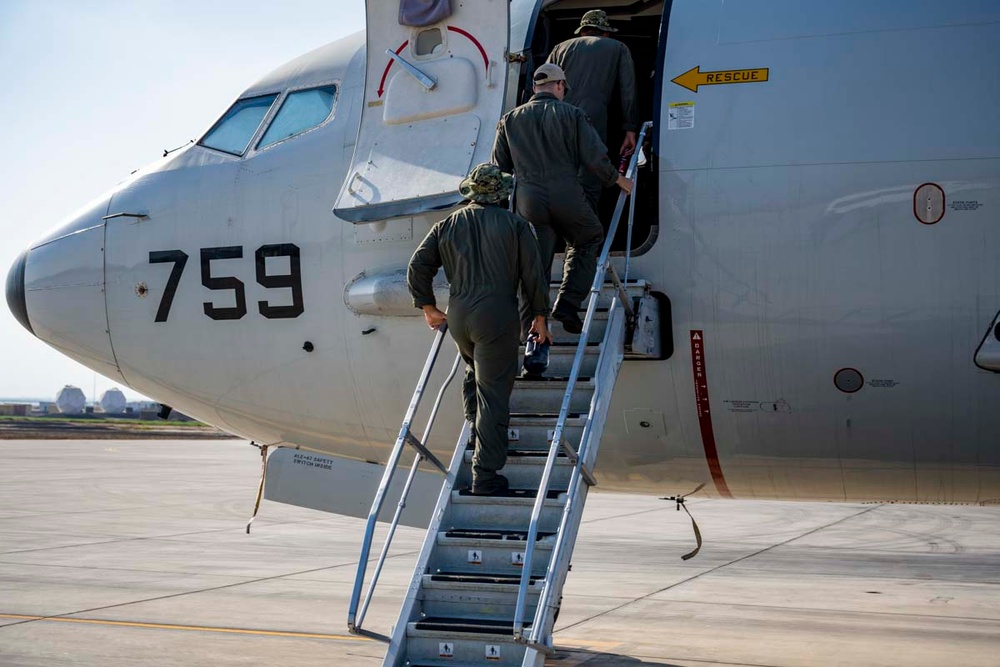 Patrol Squadron Five Conducts Pre-flight Inspections at Camp Lemonnier