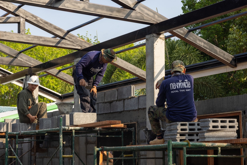 Cobra Gold 24; Members of the Ban Prakaet Village Help Marines Build a New School Room