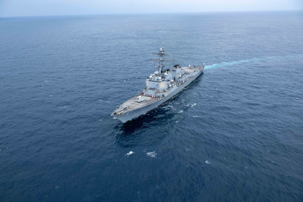 Aerial Photos of USS Mason in the Red Sea During Operation Prosperity Guardian