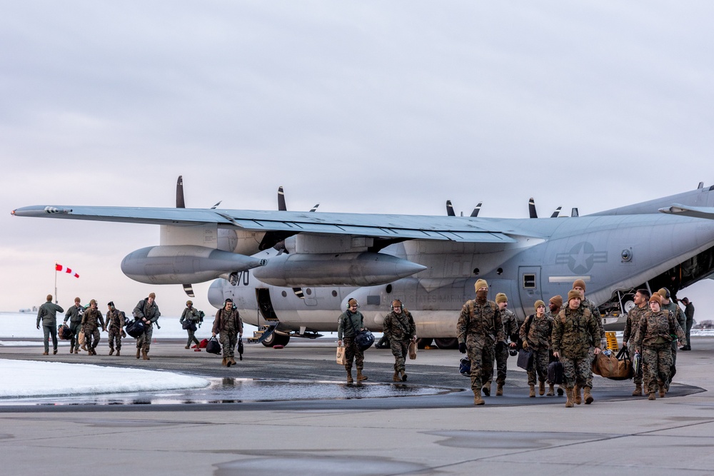 U.S. Marine Corps KC-130J Super Hercules aircraft with VMGR-252 arrive in Norway for Exercise Nordic Response 24