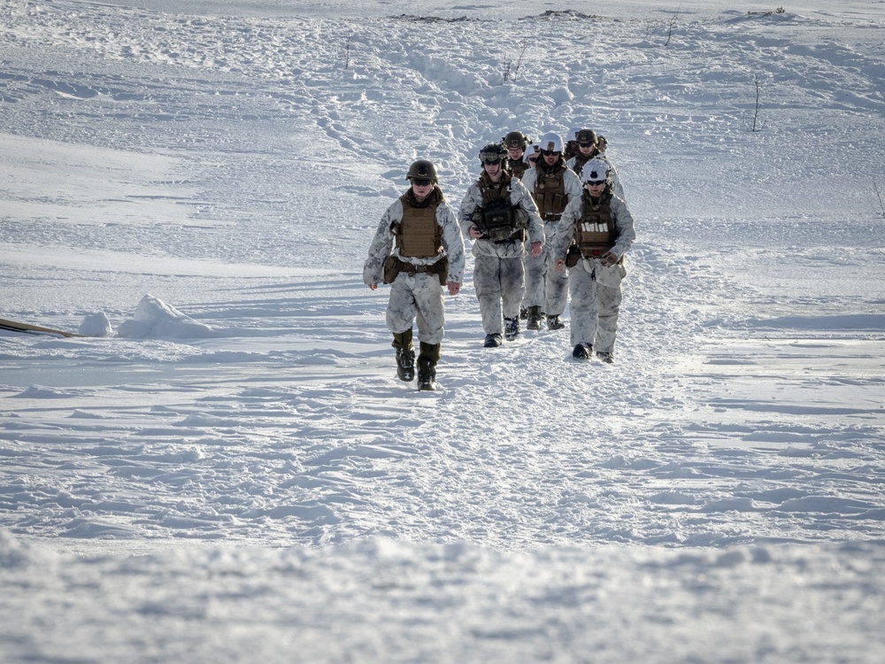 U.S. Marines with 1st Battalion, 2nd Marine Regiment conduct a demolition range in preparation for Exercise Nordic Response 24