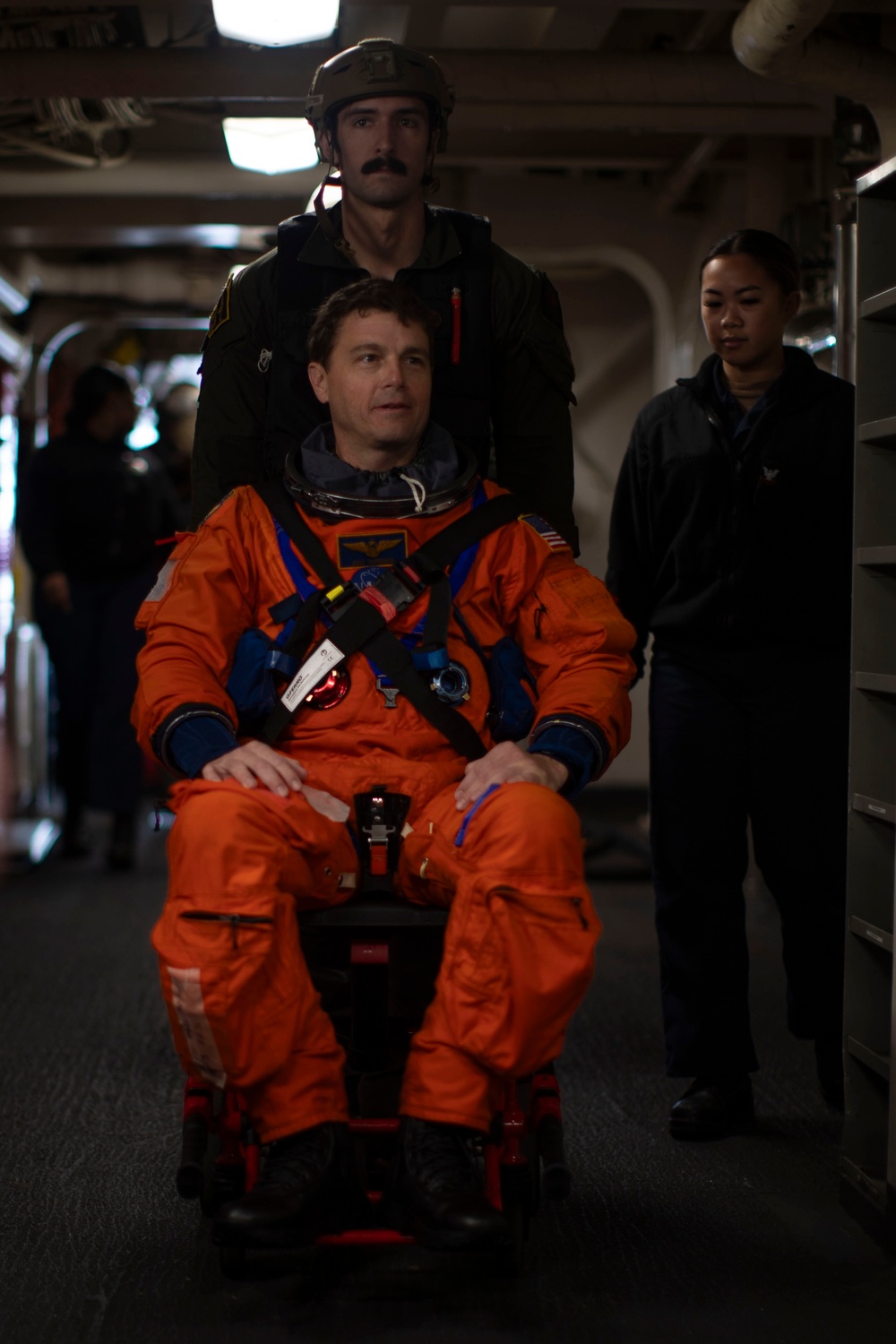 USS San Diego Sailors run medical drill with NASA astronauts while underway for NASA’s Underway Recovery Test 11