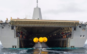 USS San Diego launches NASA’s crew module test article during Underway Recovery Test 11