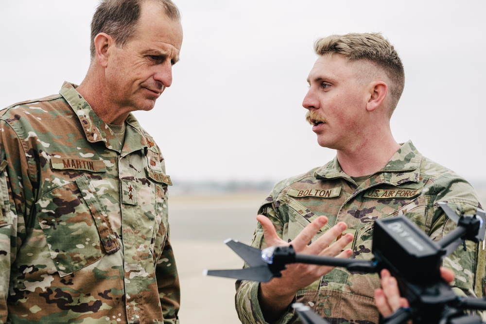 Maj. Gen. Martin learns about sUAS from Capt. Bolton