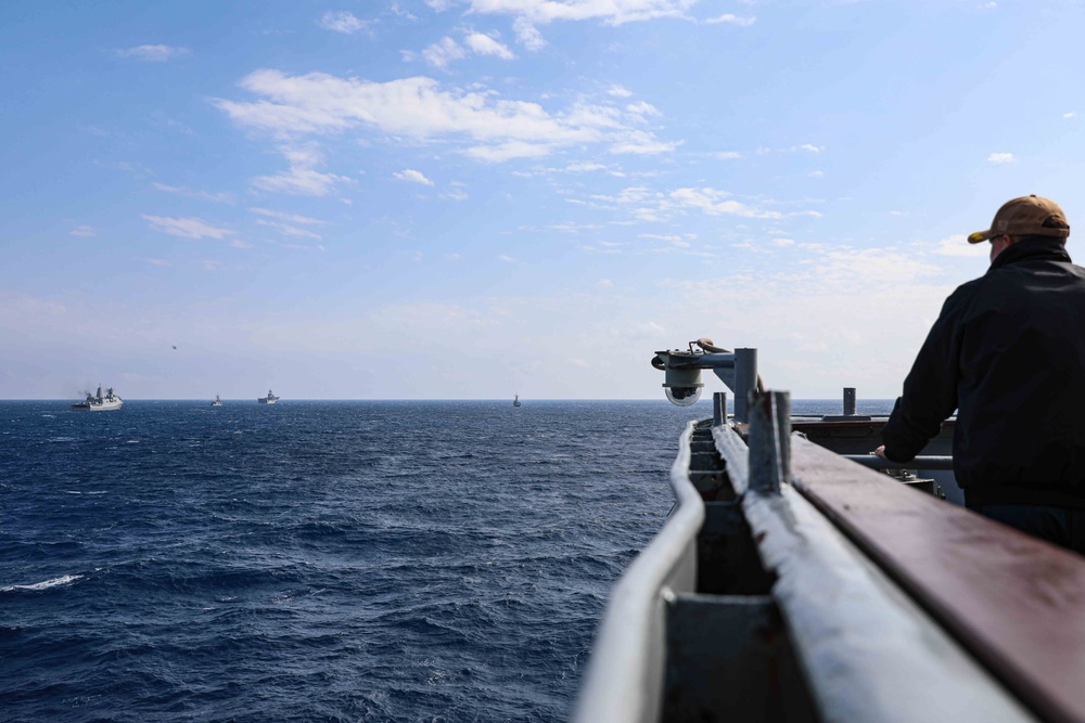 USS Carter Hall (LSD 50) Conducts a Photo Exercise, Feb. 26, 2024