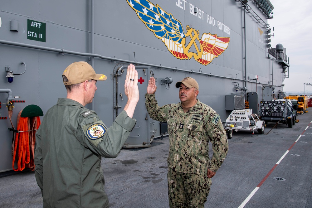 USS Boxer Command Master Chief Reenlists