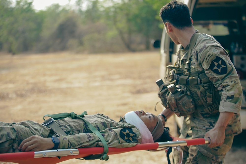 2-2 SBCT Conducts Medical Evacuation (MEDEVAC) Training via Ambulance in Sa Kaeo Province for Cobra Gold 2024