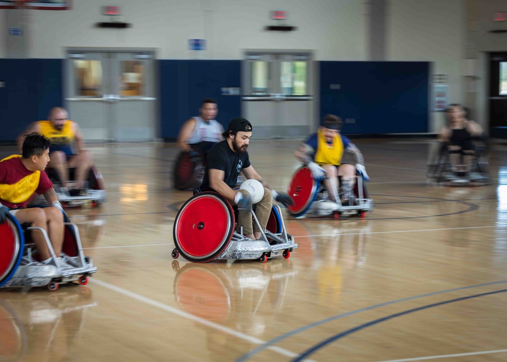 Navy Wounded Warrior Trials at JBPHH - Wheelchair Rugby Practice