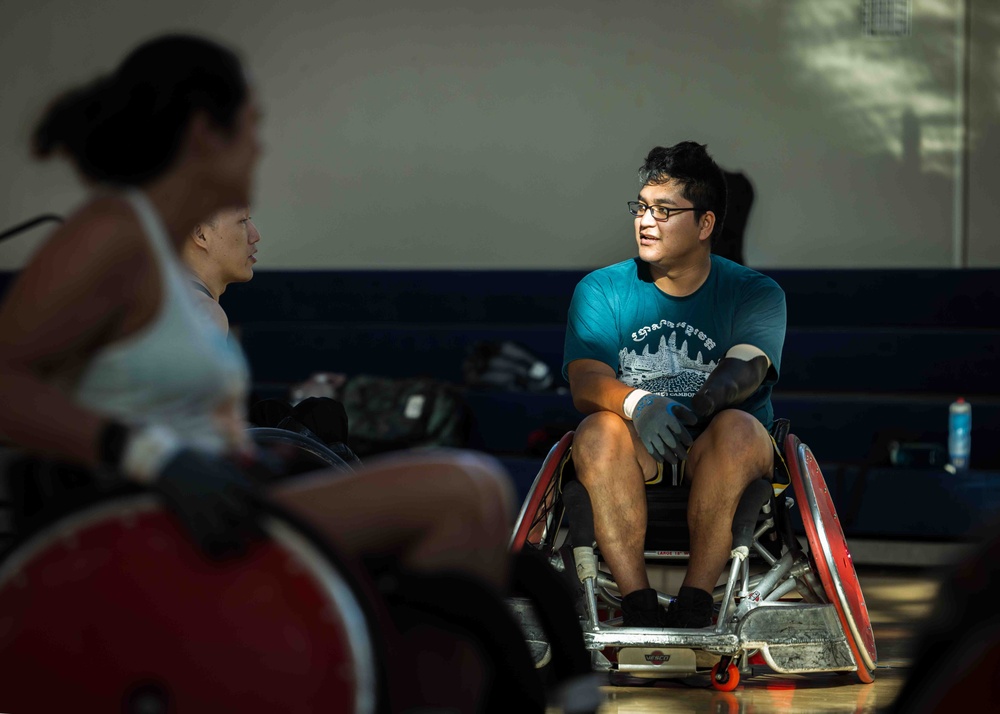 Navy Wounded Warrior Trials at JBPHH - Wheelchair Rugby Practice