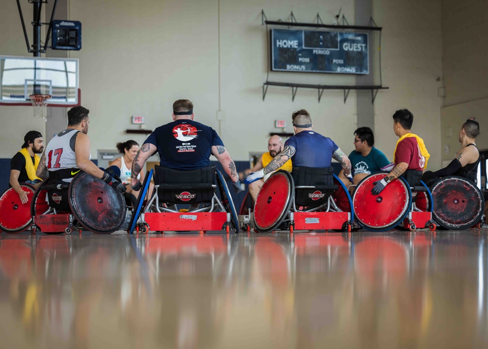 Navy Wounded Warrior Trials at JBPHH - Wheelchair Rugby Practice