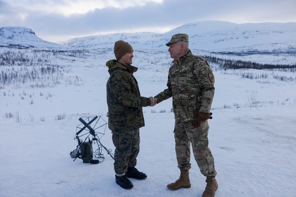 U.S. Army Maj. Gen. John H. Phillips visits U.S. Marines in Norway in preparation for Exercise Nordic Response 24