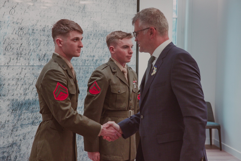 2d Light Armored Reconnaissance Battalion, 2d Marine Division Estonian Lifesaving Award ceremony