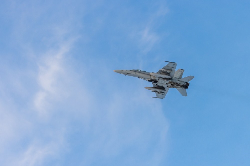 U.S. Marine Corps F/A-18 Hornets take flight with VMFA-312 in preparation for Exercise Nordic Response 24