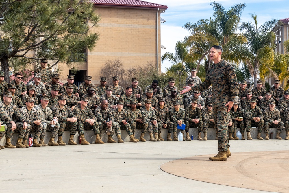 Sergeant Major of the Marine Corps, Sgt. Maj. Carlos A. Ruiz Speaks to the Marines and Sailors of 1st Marine Logistics Group