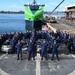 Coast Guard Cutter Alert crewmembers pose for a group photo during a drug offload in San Diego