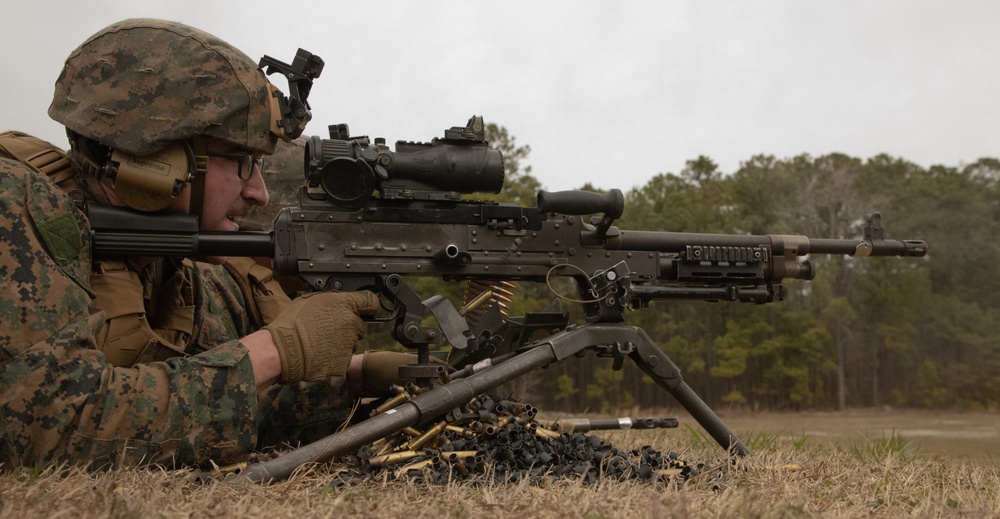 BLT 1/8 Romeo Battery Marines Conduct M320 grenade launcher and M240 machine gun range