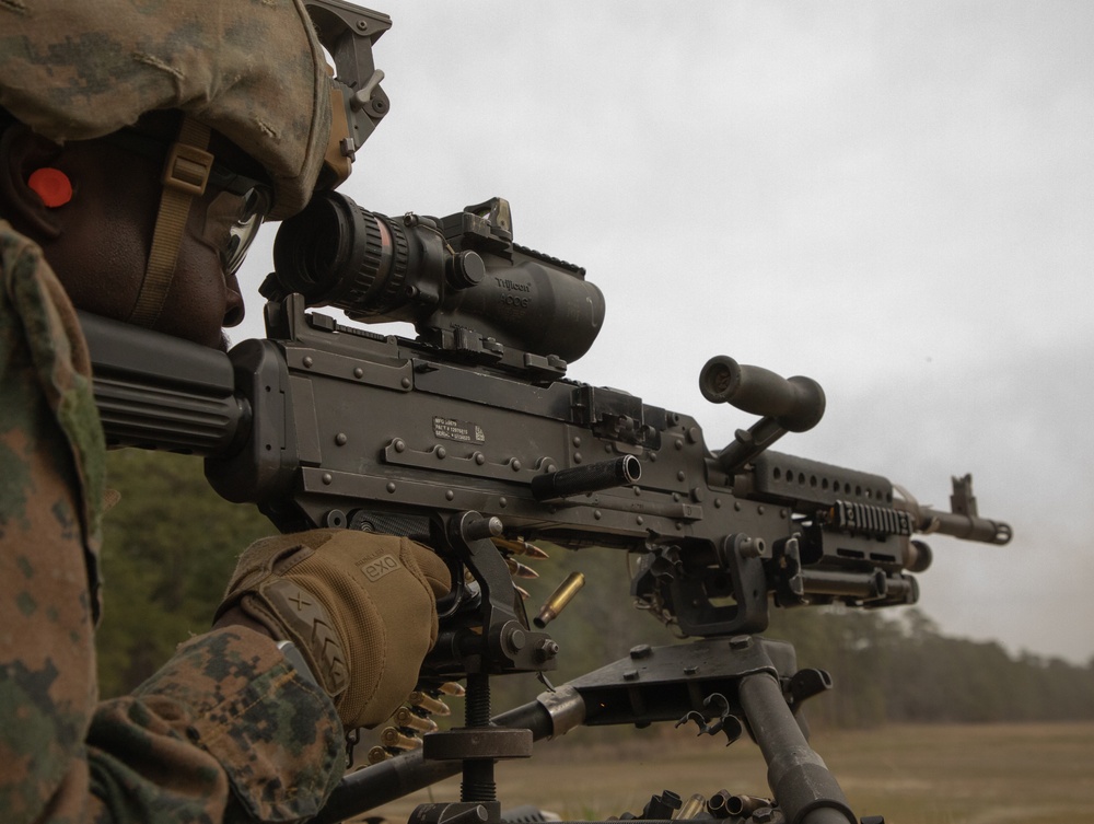 BLT 1/8 Romeo Battery Marines Conduct M320 grenade launcher and M240 machine gun range