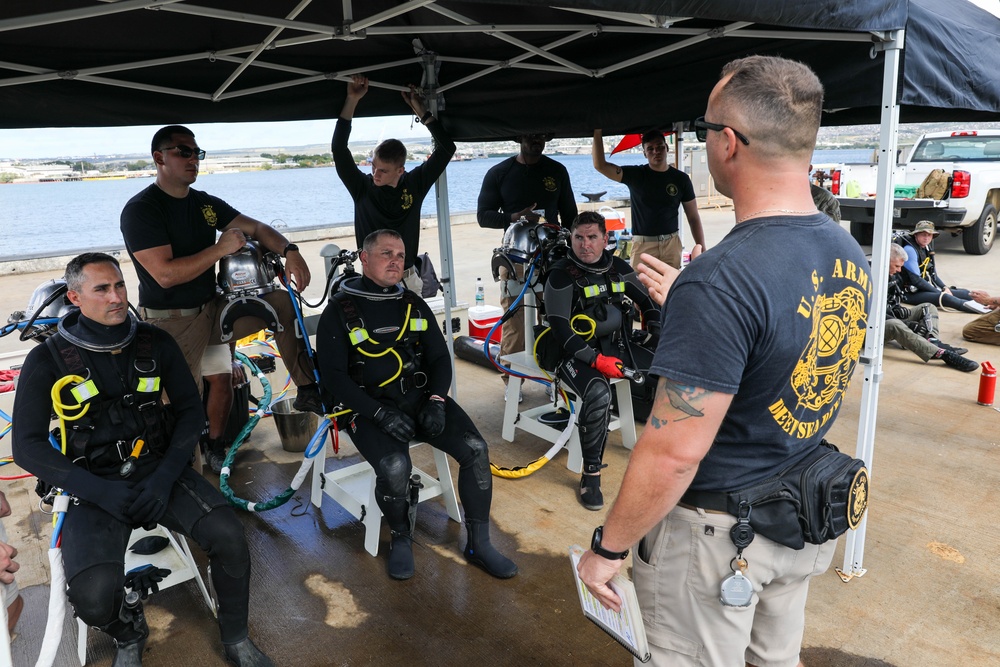 The 569th Dive Detachment, 130th Engineer Brigade, conducts salvage dive rodeo