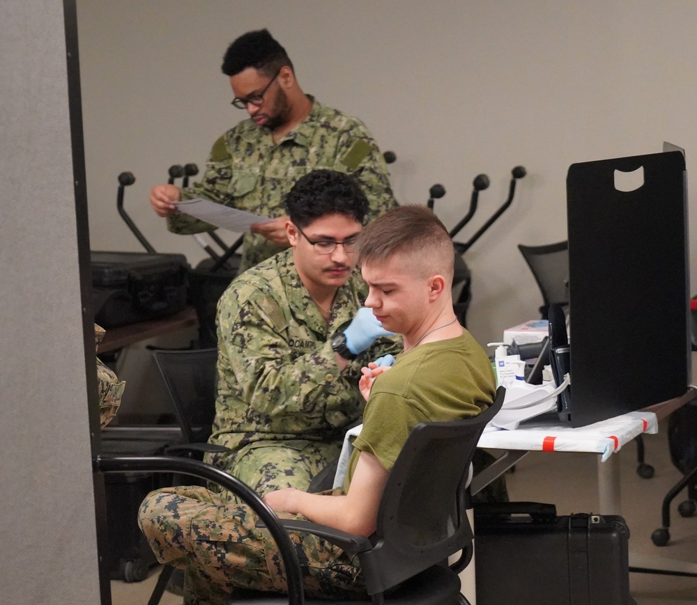 Marine Corps Security Force Regiment (MCSFR) hosts an Armed Services Blood Drive onboard NWS Yorktown