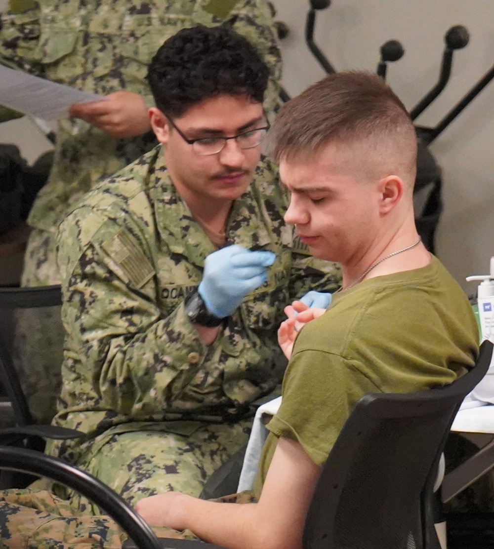 Marine Corps Security Force Regiment (MCSFR) hosts an Armed Services Blood Drive onboard NWS Yorktown