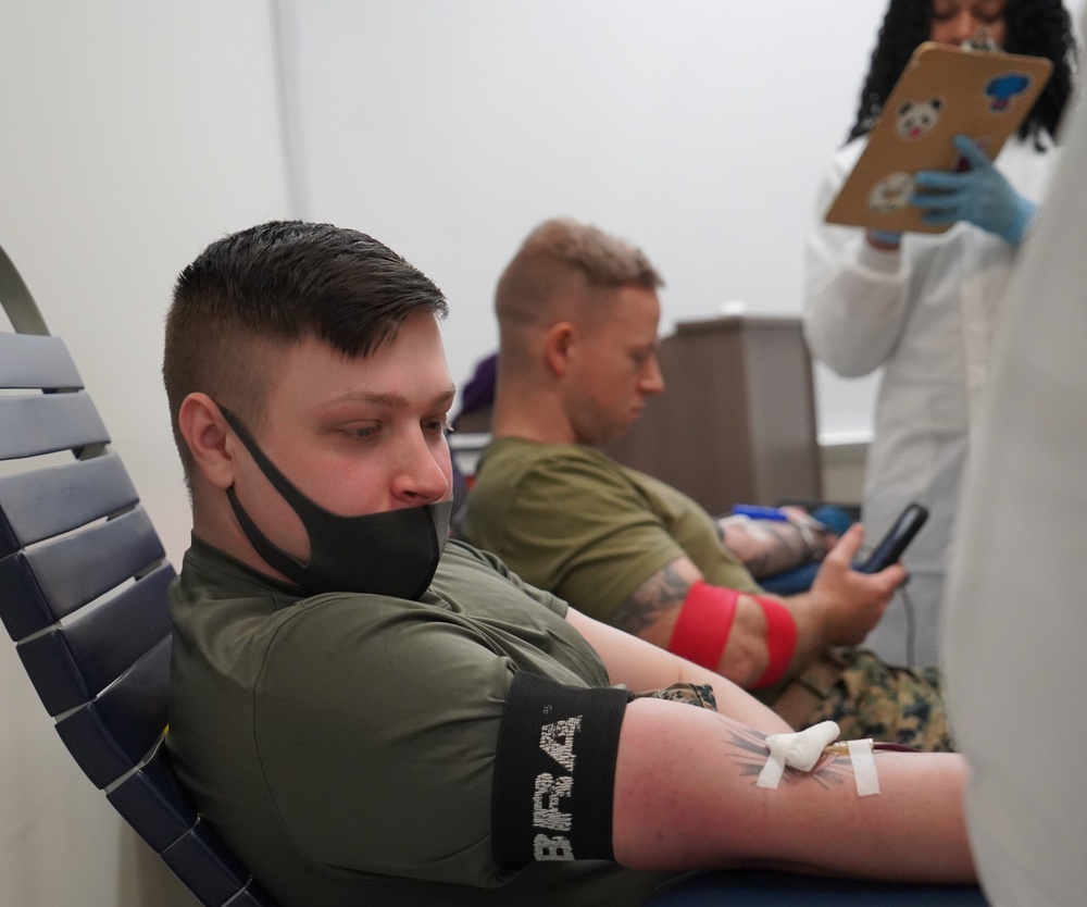 Marine Corps Security Force Regiment (MCSFR) hosts an Armed Services Blood Drive onboard NWS Yorktown