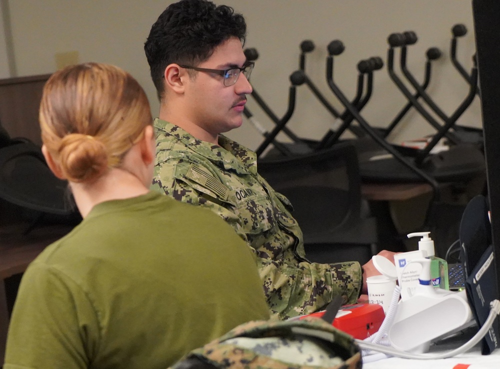 Marine Corps Security Force Regiment (MCSFR) hosts an Armed Services Blood Drive onboard NWS Yorktown