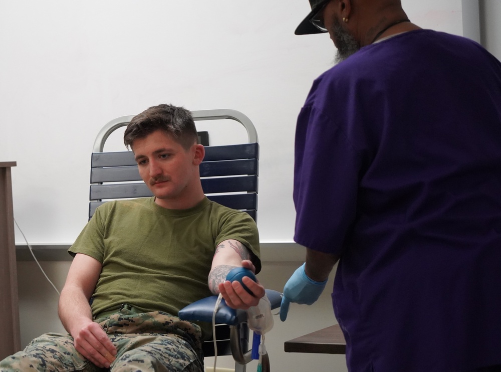 Marine Corps Security Force Regiment (MCSFR) hosts an Armed Services Blood Drive onboard NWS Yorktown