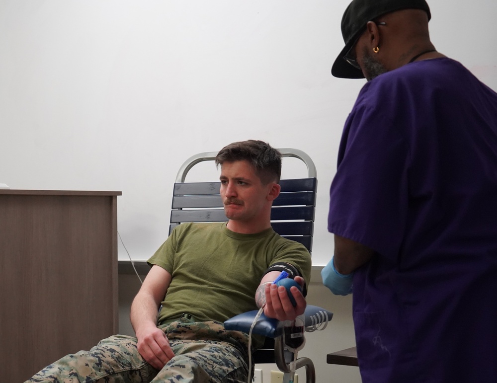 Marine Corps Security Force Regiment (MCSFR) hosts an Armed Services Blood Drive onboard NWS Yorktown