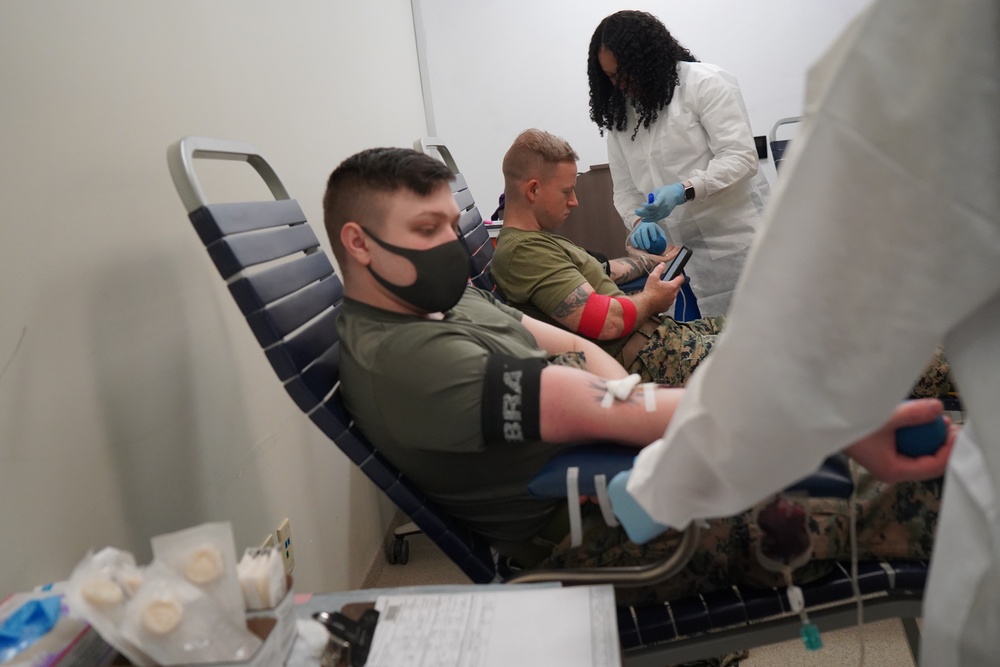 Marine Corps Security Force Regiment (MCSFR) hosts an Armed Services Blood Drive onboard NWS Yorktown