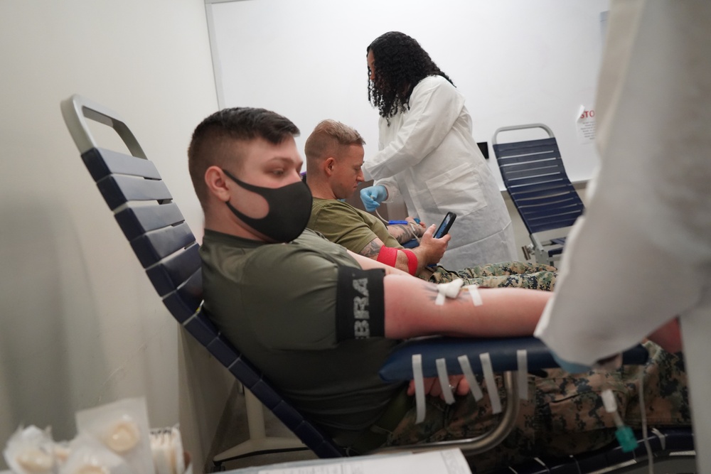 Marine Corps Security Force Regiment (MCSFR) hosts an Armed Services Blood Drive onboard NWS Yorktown