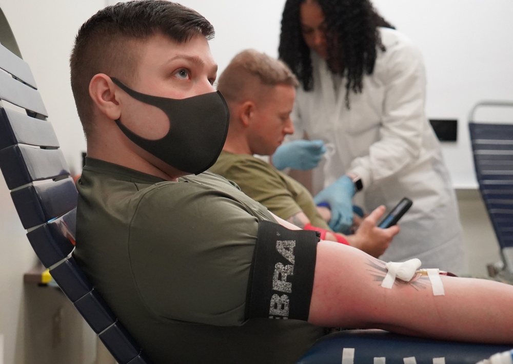 Marine Corps Security Force Regiment (MCSFR) hosts an Armed Services Blood Drive onboard NWS Yorktown