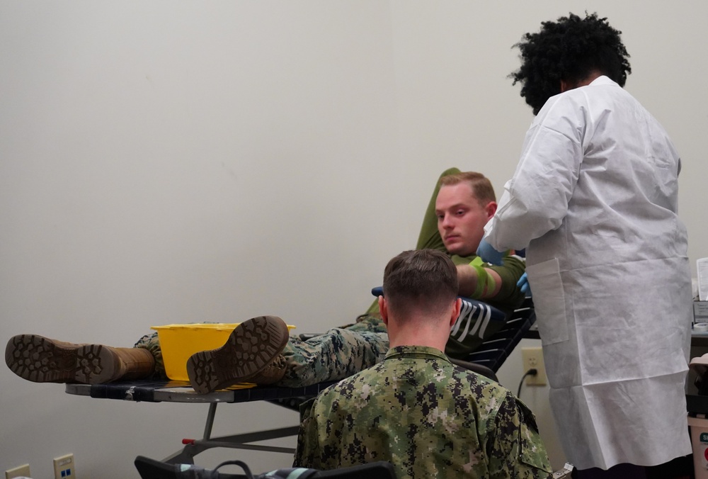 Marine Corps Security Force Regiment (MCSFR) hosts an Armed Services Blood Drive onboard NWS Yorktown