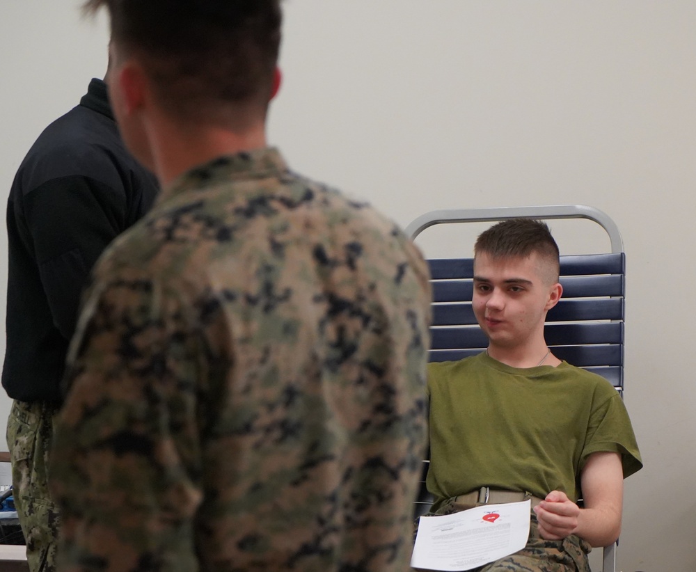 Marine Corps Security Force Regiment (MCSFR) hosts an Armed Services Blood Drive onboard NWS Yorktown