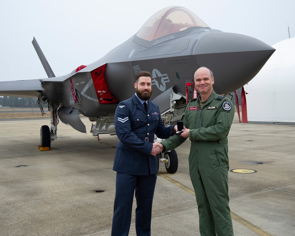 UK weapons technician receives RAF Long Service and Good Conduct Medal