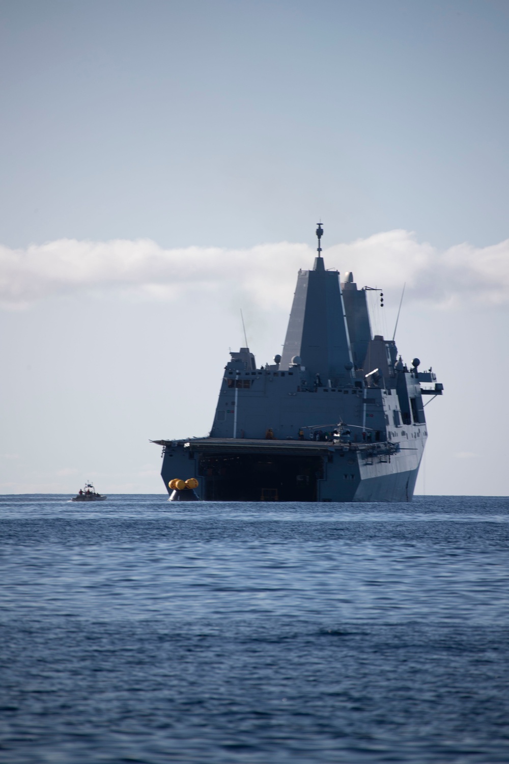 USS San Diego conducts small boat operations while underway for NASA’s Underway Recovery Test 11