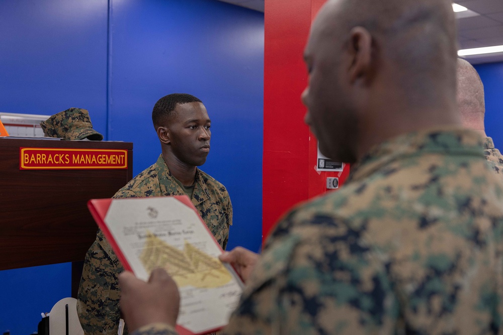 2nd Combat Readiness Regiment Marine Meritoriously Promoted on the Spot