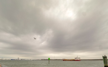 Padre Island transits Galveston Harbor