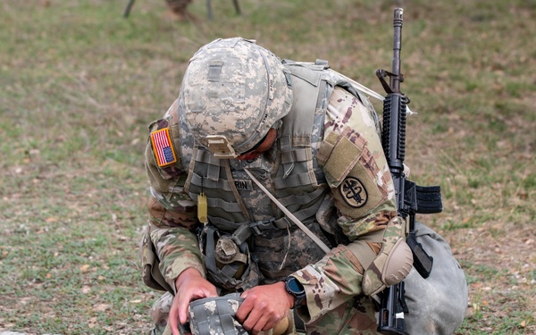 Soldiers with the Medical Readiness Battalion compete for a chance to go to the Medical Readiness Command, West: Best Leader Competition.