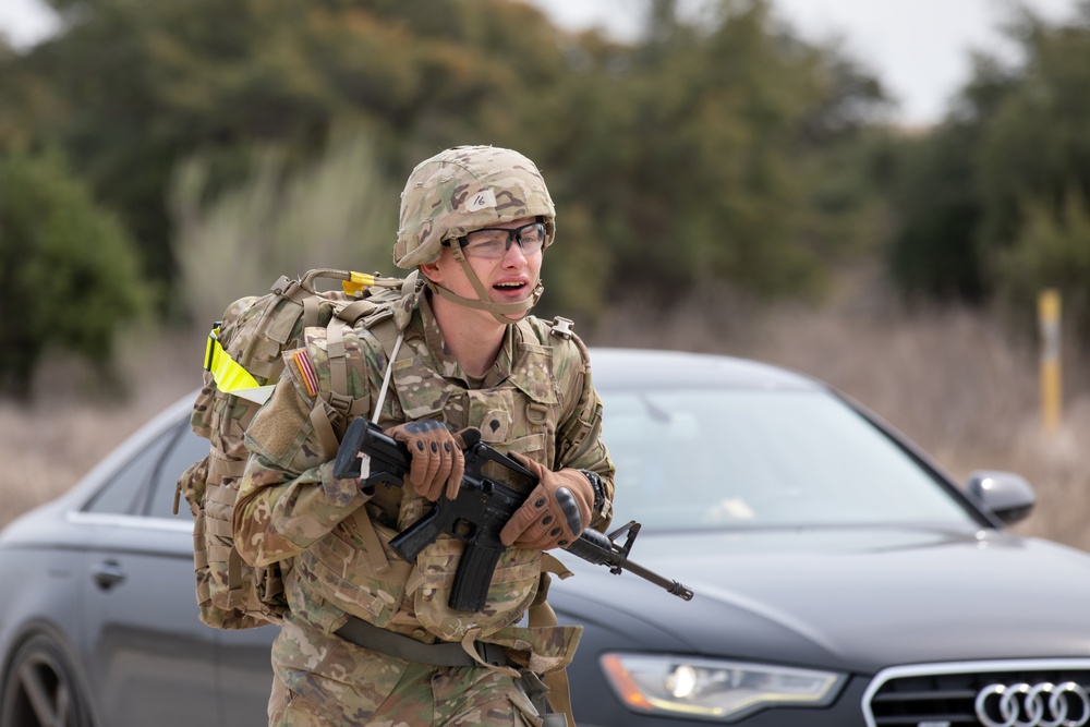 Soldiers with the Medical Readiness Battalion compete for a chance to go to the Medical Readiness Command, West: Best Leader Competition.