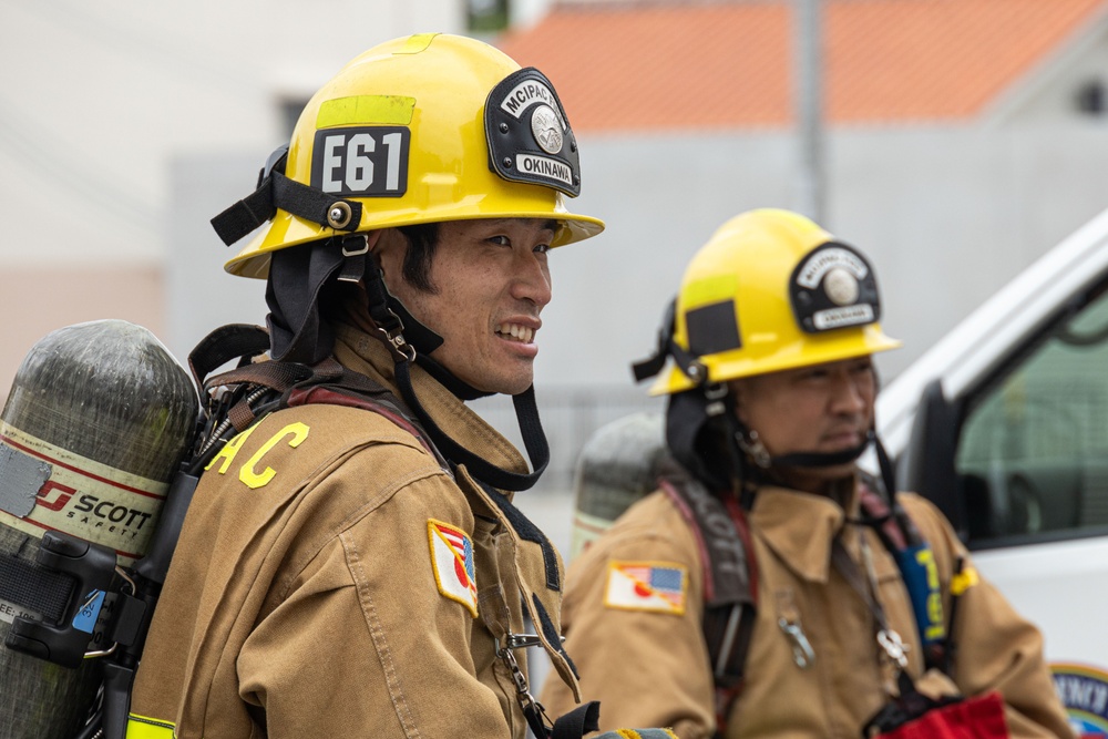 MCIPAC Fire and Emergency Services and Urasoe City firefighters train together in bilateral HAZMAT event