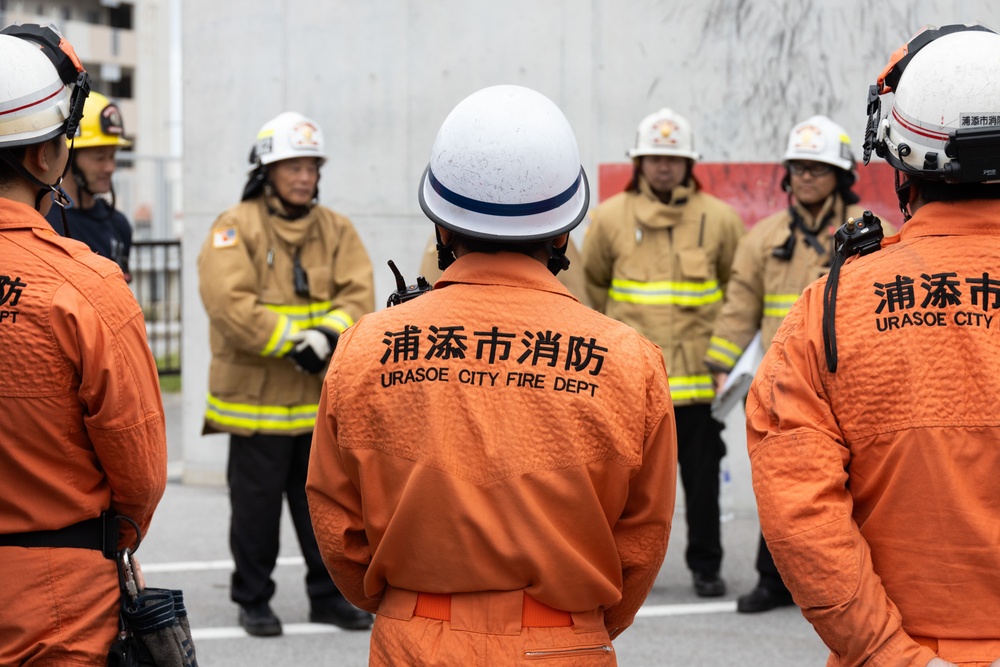 MCIPAC Fire and Emergency Services and Urasoe City firefighters train together in bilateral HAZMAT event