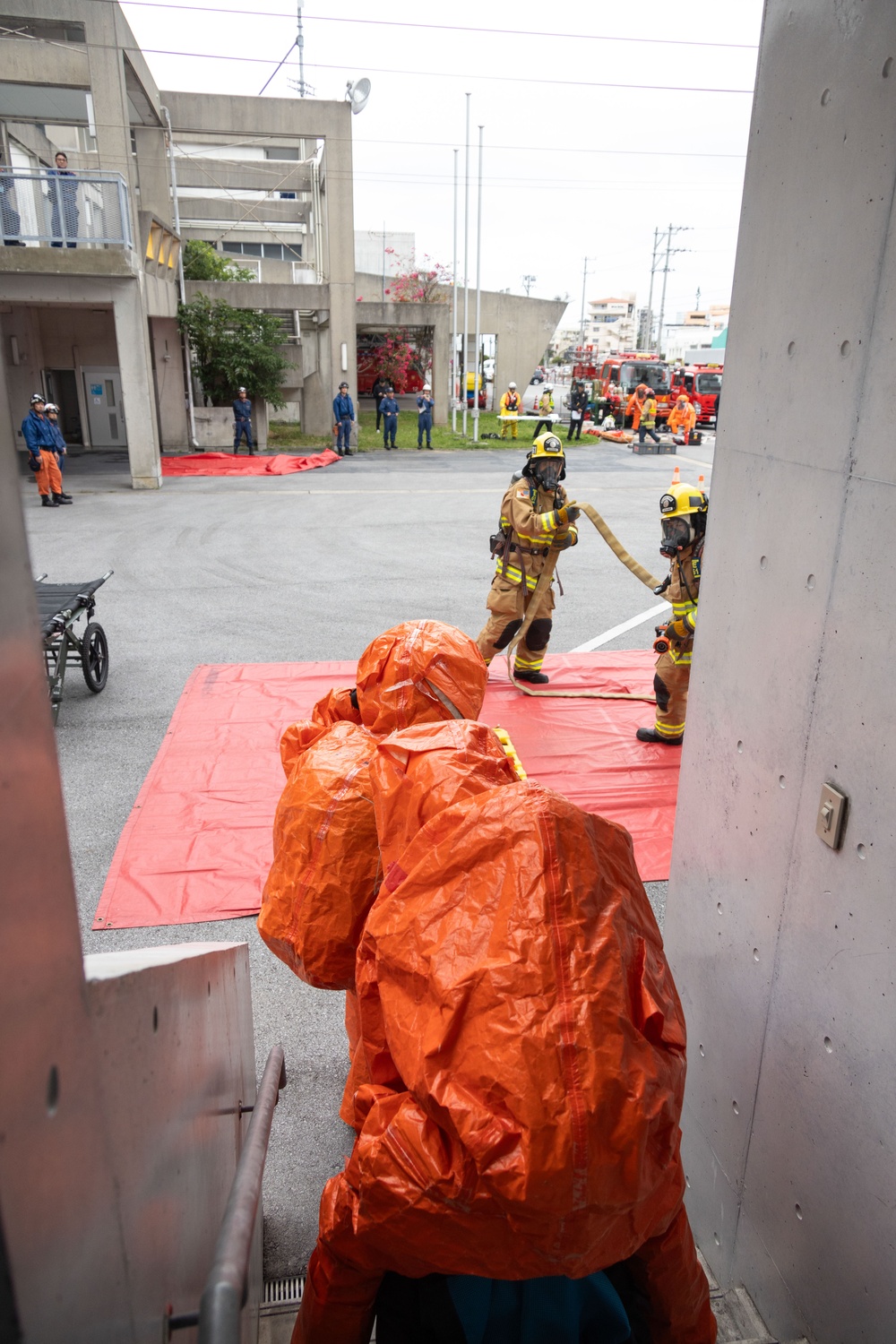 MCIPAC Fire and Emergency Services and Urasoe City firefighters train together in bilateral HAZMAT event