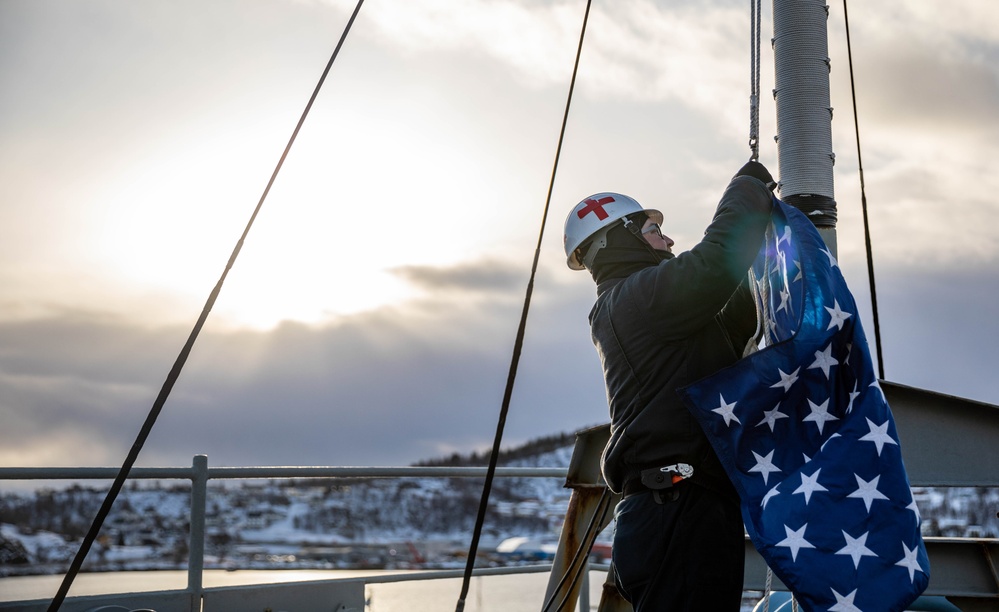 USS Gunston Hall Departs Harstad, Norway to continue Steadfast Defender 24