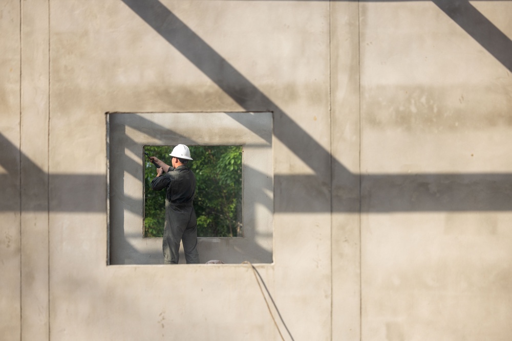 Cobra Gold 24; Marines with Marine Wing Support Squadron 171 begin electrical work at the Ban Prakaet School