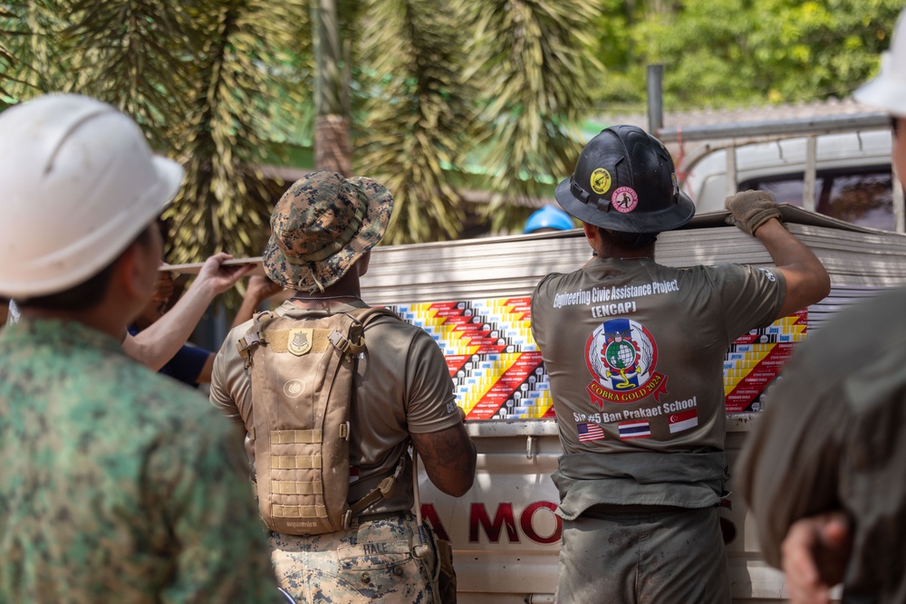 Cobra Gold 24; Marines with Marine Wing Support Squadron 171 begin electrical work at the Ban Prakaet School