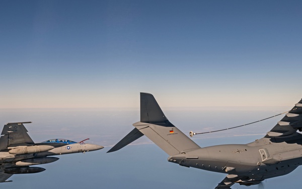 F/A-18F Aerial Refueling Testing with GAF A400M