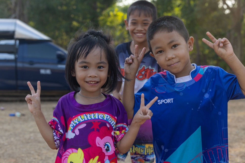 Cobra Gold 24; Marines with Marine Wing Support Squadron 171 Play Soccer with Royal Thai Marines and Singaporean Soldiers