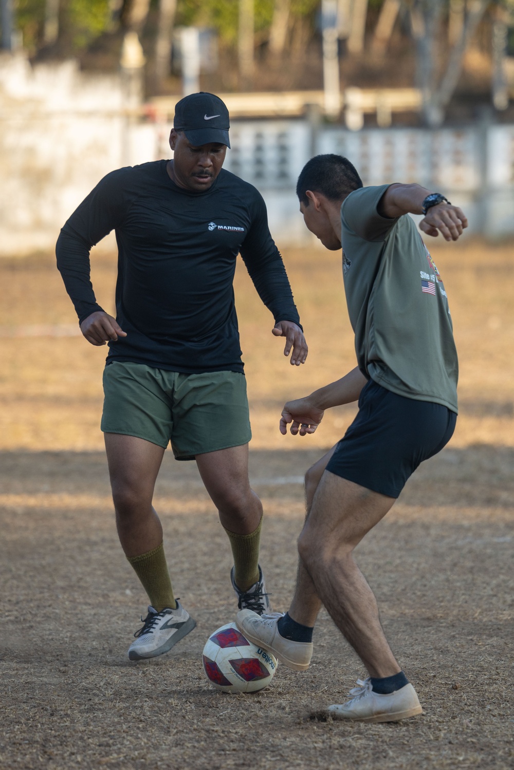 Cobra Gold 24; Marines with Marine Wing Support Squadron 171 Play Soccer with Royal Thai Marines and Singaporean Soldiers