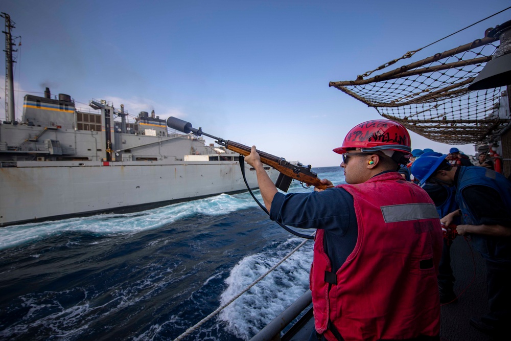 USS Philippine Sea Conducts a Replenishment-At-Sea with the USNS Supply in the Red Sea