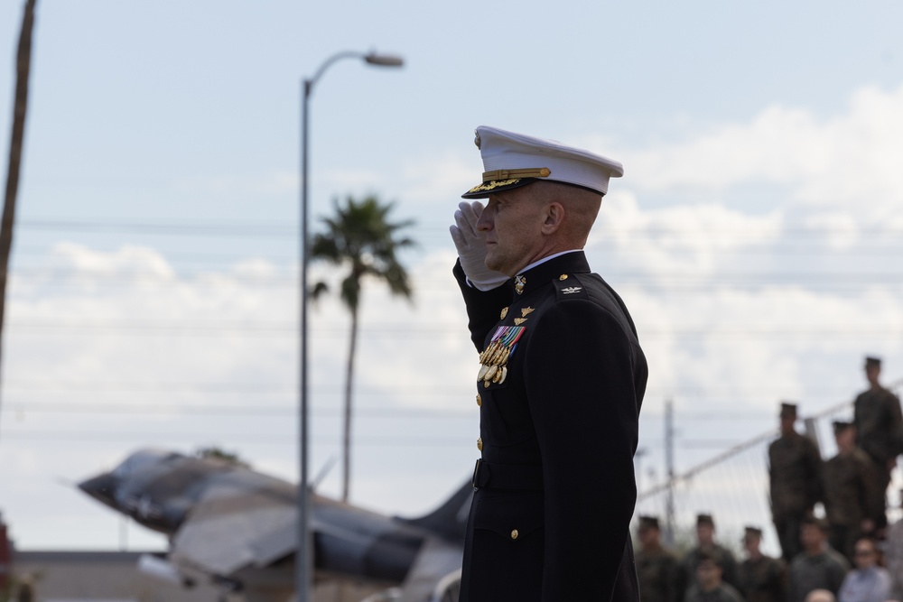 The Battle Color Detachment performs at MCAS Yuma